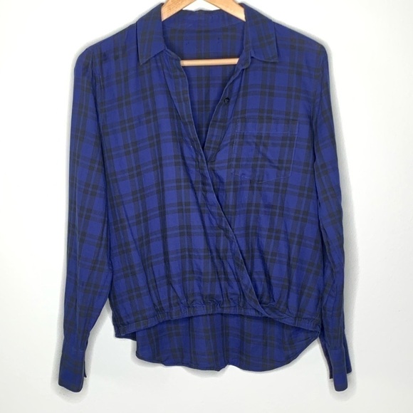 MADEWELL Top blue Plaid Wrap-Front Shirt in Arion XS - Picture 4 of 13